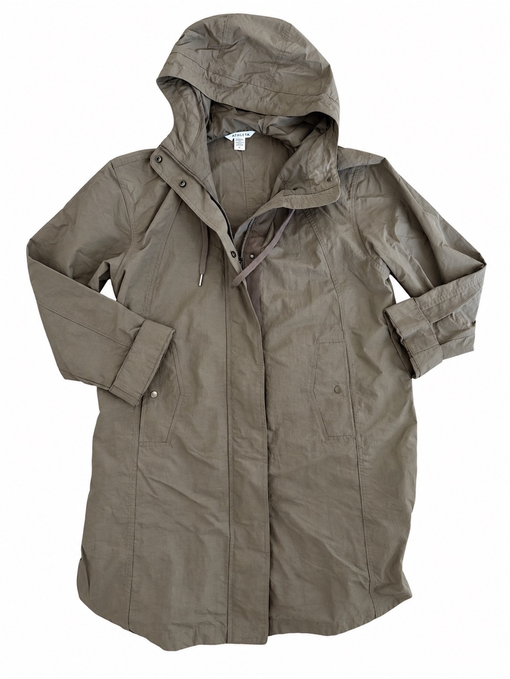 Athleta Women’s Hooded Anorak Utility Jacket – Size Medium – Taupe/Olive